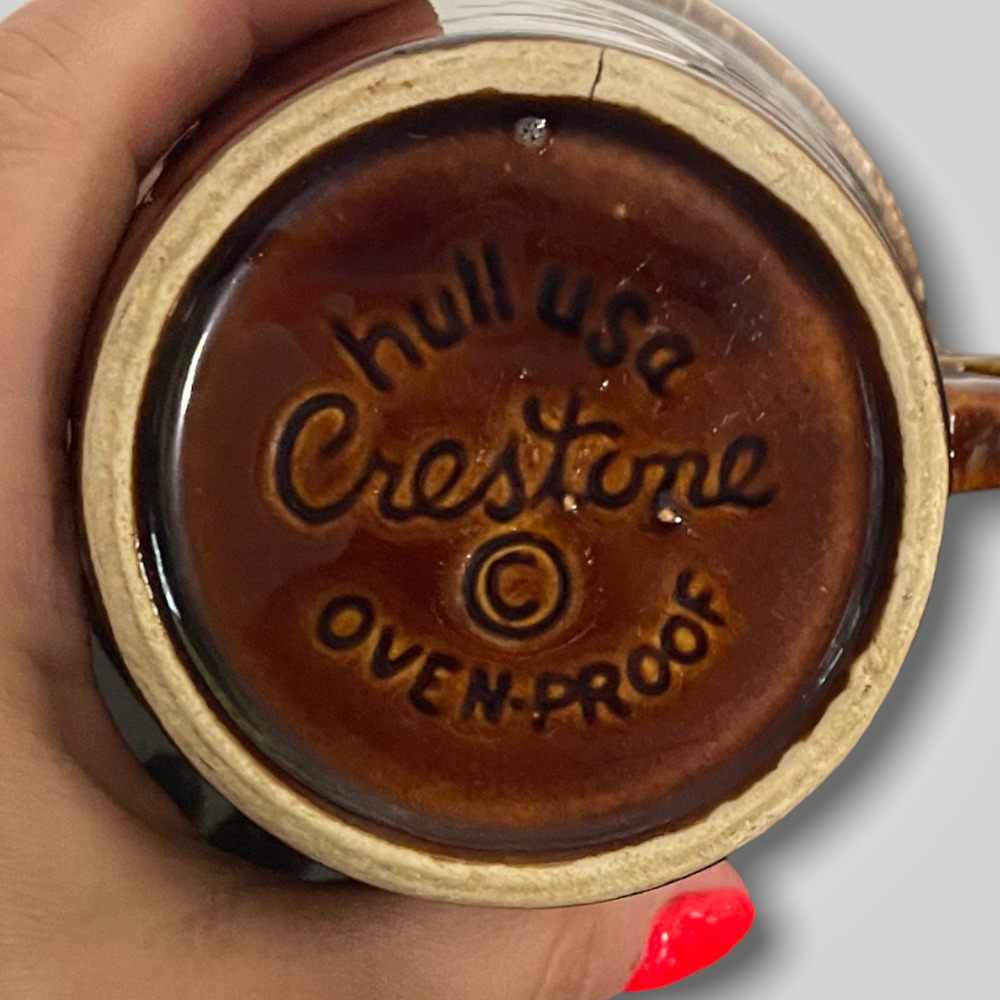Vintage Hull USA Crestone Oven Proof Brown Drip Ware Stoneware Mug - Picture 10 of 12